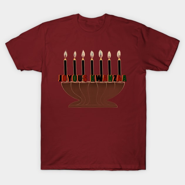 Joyous Kwanzaa with traditional candles T-Shirt by cecilestees